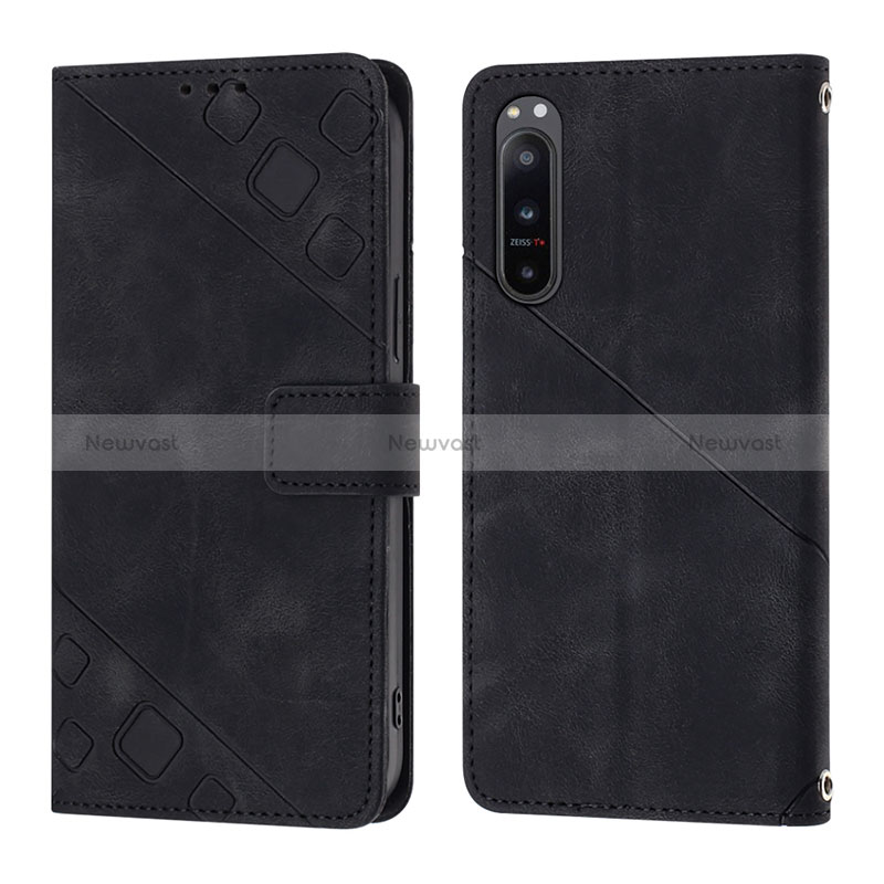 Leather Case Stands Flip Cover Holder YB1 for Sony Xperia 5 IV