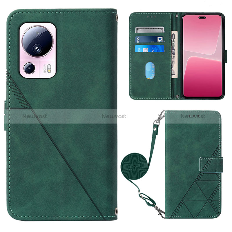 Leather Case Stands Flip Cover Holder YB1 for Xiaomi Mi 12 Lite NE 5G Green