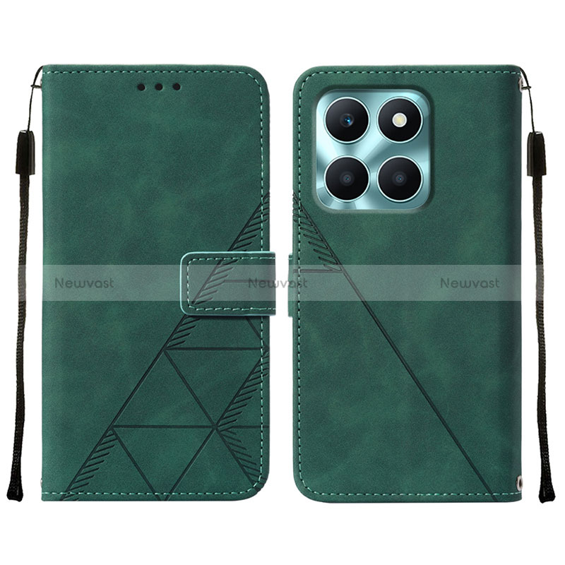 Leather Case Stands Flip Cover Holder YB2 for Huawei Honor X6a Green