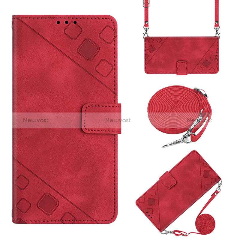 Leather Case Stands Flip Cover Holder YB2 for Nokia G400 5G Red