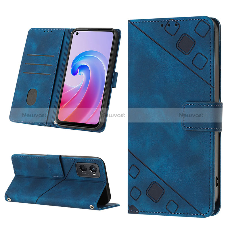 Leather Case Stands Flip Cover Holder YB2 for Oppo A96 4G