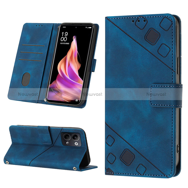 Leather Case Stands Flip Cover Holder YB2 for Oppo Reno9 Pro 5G