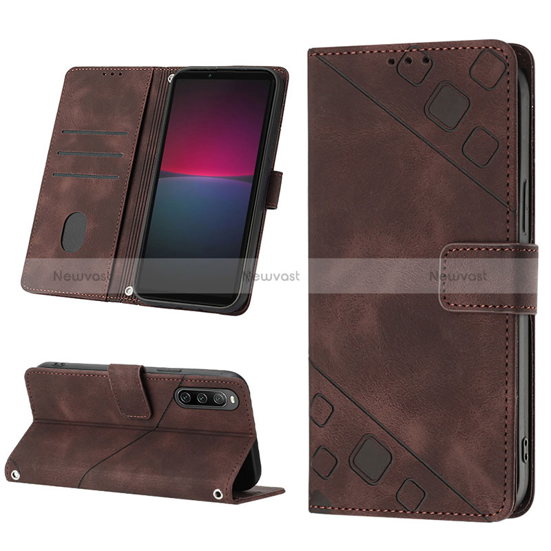 Leather Case Stands Flip Cover Holder YB2 for Sony Xperia 10 IV