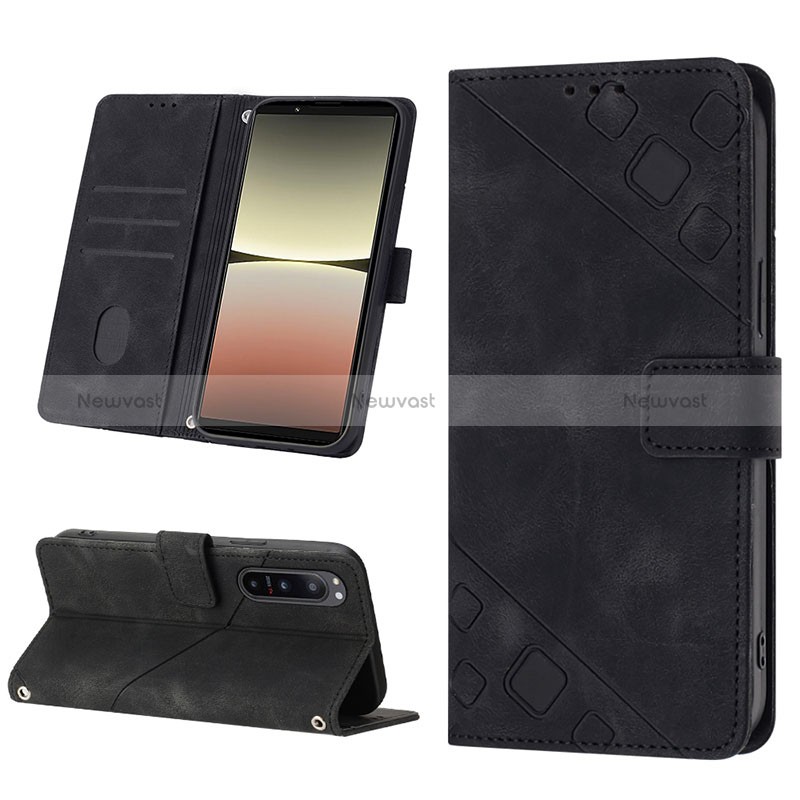 Leather Case Stands Flip Cover Holder YB2 for Sony Xperia 5 IV