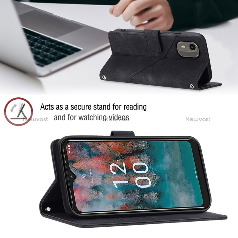 Leather Case Stands Flip Cover Holder YB3 for Nokia C12