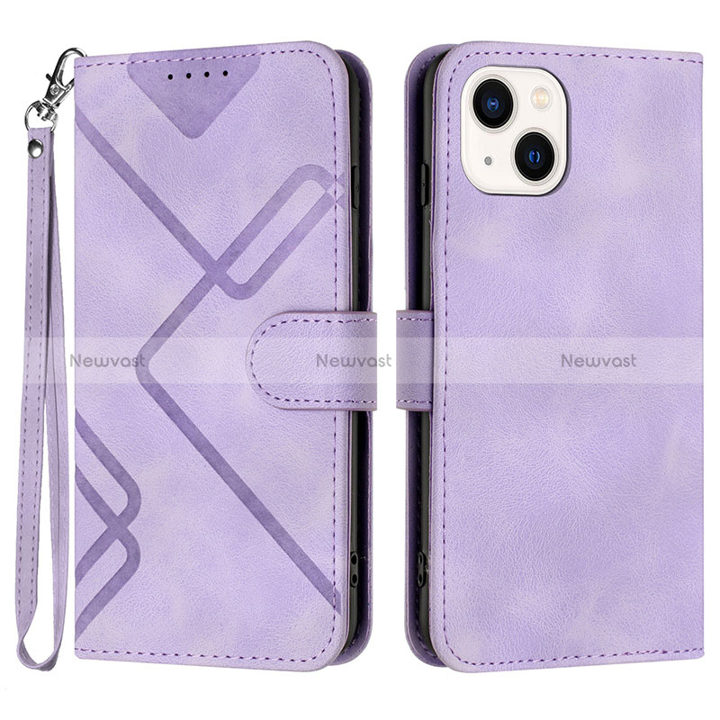 Leather Case Stands Flip Cover Holder YX1 for Apple iPhone 13 Clove Purple