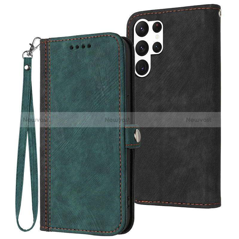 Leather Case Stands Flip Cover Holder YX1 for Samsung Galaxy S23 Ultra 5G