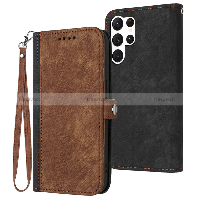 Leather Case Stands Flip Cover Holder YX1 for Samsung Galaxy S23 Ultra 5G