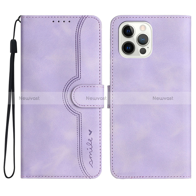 Leather Case Stands Flip Cover Holder YX2 for Apple iPhone 13 Pro Clove Purple