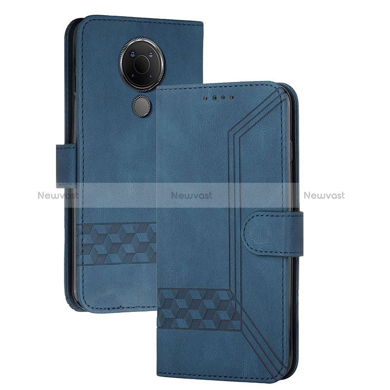 Leather Case Stands Flip Cover Holder YX2 for Nokia 3.4 Blue