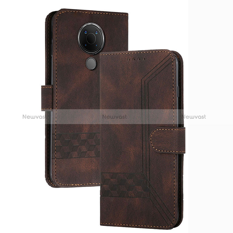Leather Case Stands Flip Cover Holder YX2 for Nokia 3.4 Brown