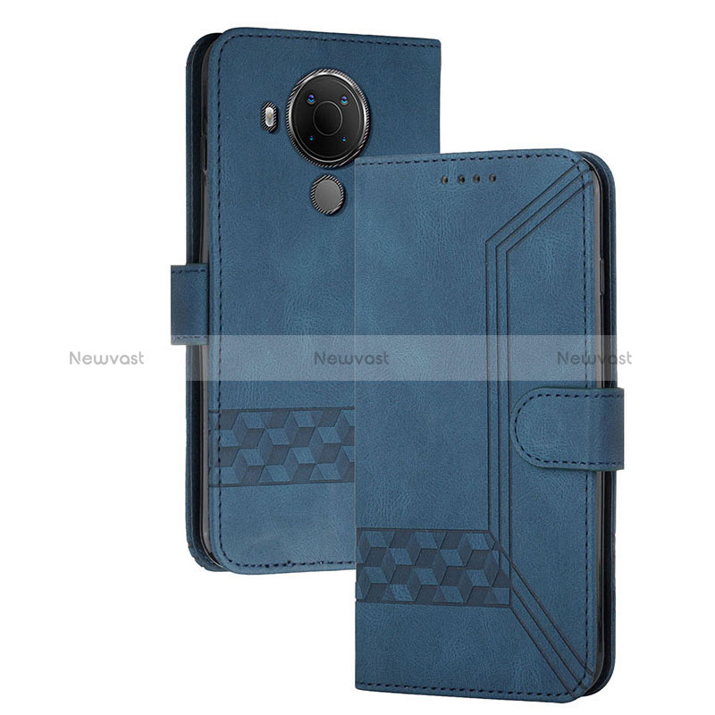 Leather Case Stands Flip Cover Holder YX2 for Nokia C300 Blue
