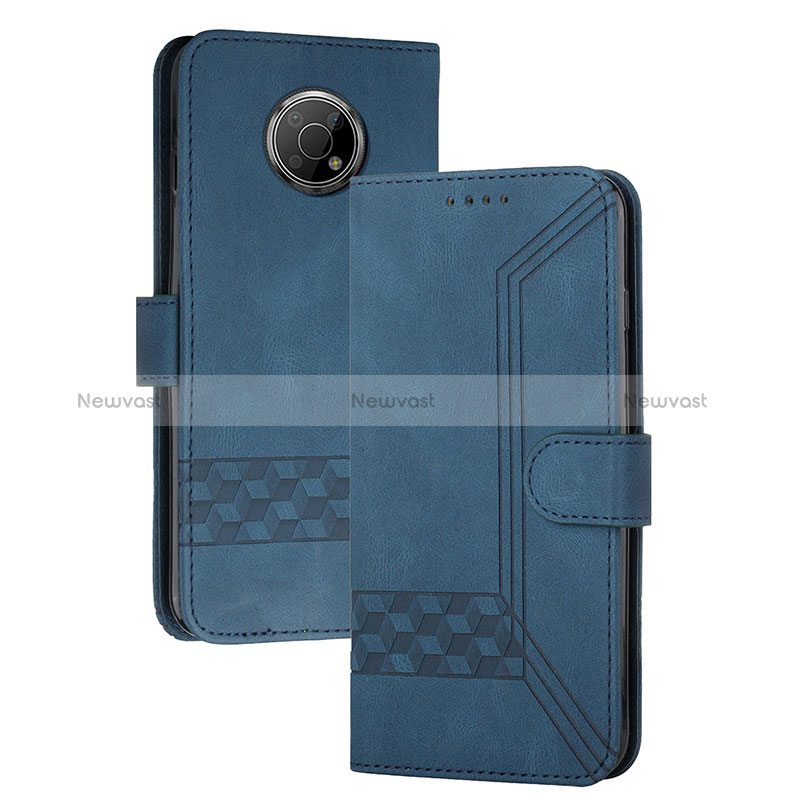 Leather Case Stands Flip Cover Holder YX2 for Nokia G30 Blue