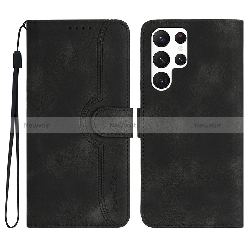 Leather Case Stands Flip Cover Holder YX2 for Samsung Galaxy S22 Ultra 5G