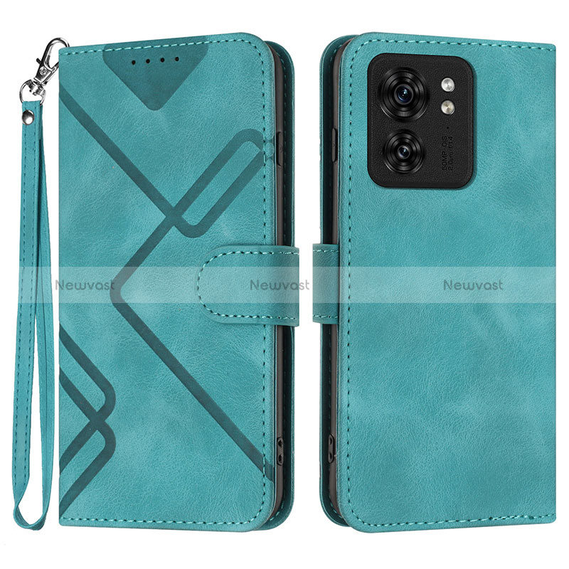 Leather Case Stands Flip Cover Holder YX3 for Motorola Moto Edge (2023) 5G Green