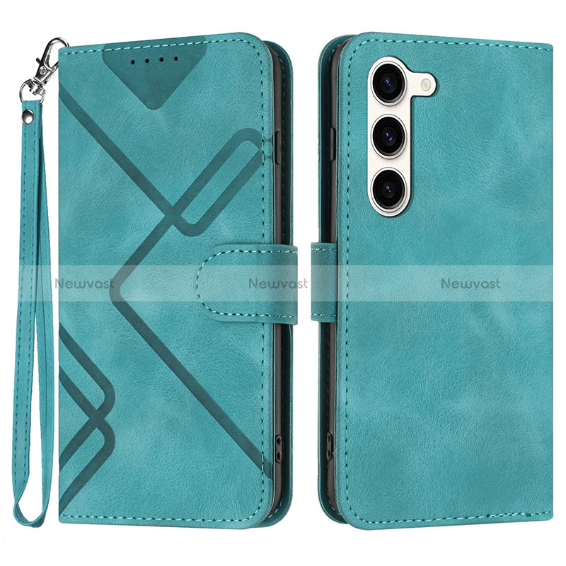 Leather Case Stands Flip Cover Holder YX3 for Samsung Galaxy S23 Plus 5G Green