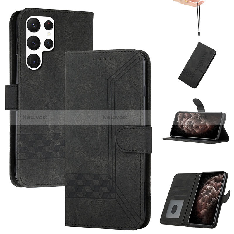 Leather Case Stands Flip Cover Holder YX4 for Samsung Galaxy S22 Ultra 5G