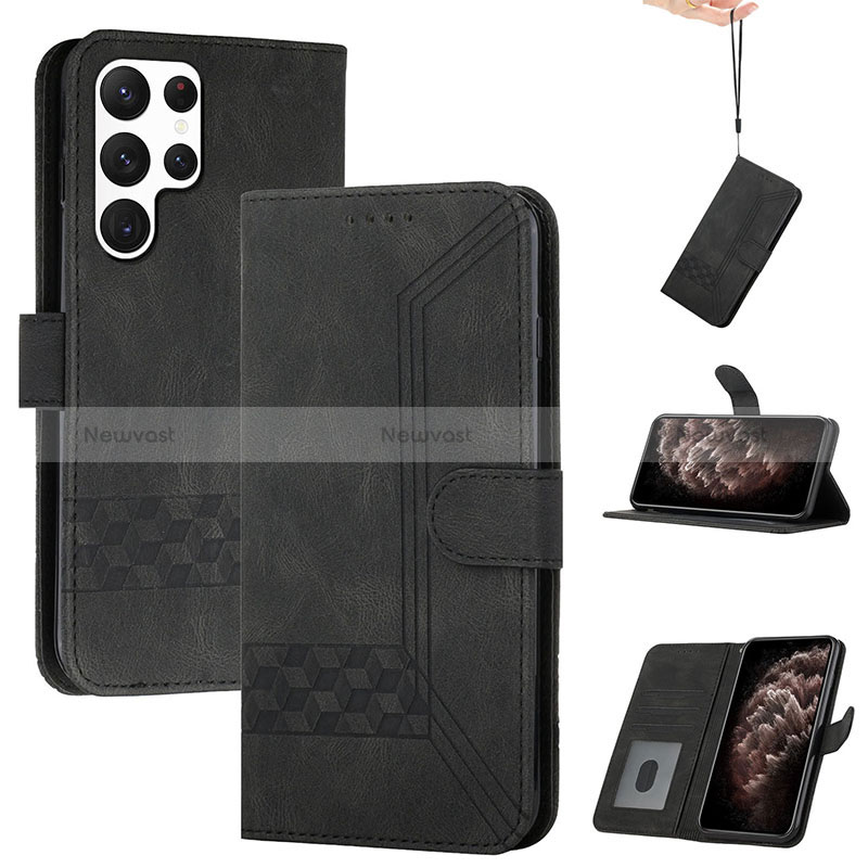 Leather Case Stands Flip Cover Holder YX4 for Samsung Galaxy S23 Ultra 5G
