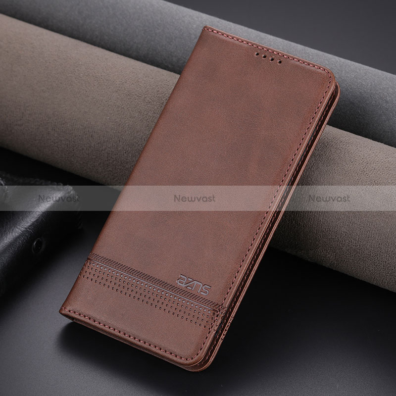 Leather Case Stands Flip Cover Holder YZ2 for Huawei Honor 90 Pro 5G Brown
