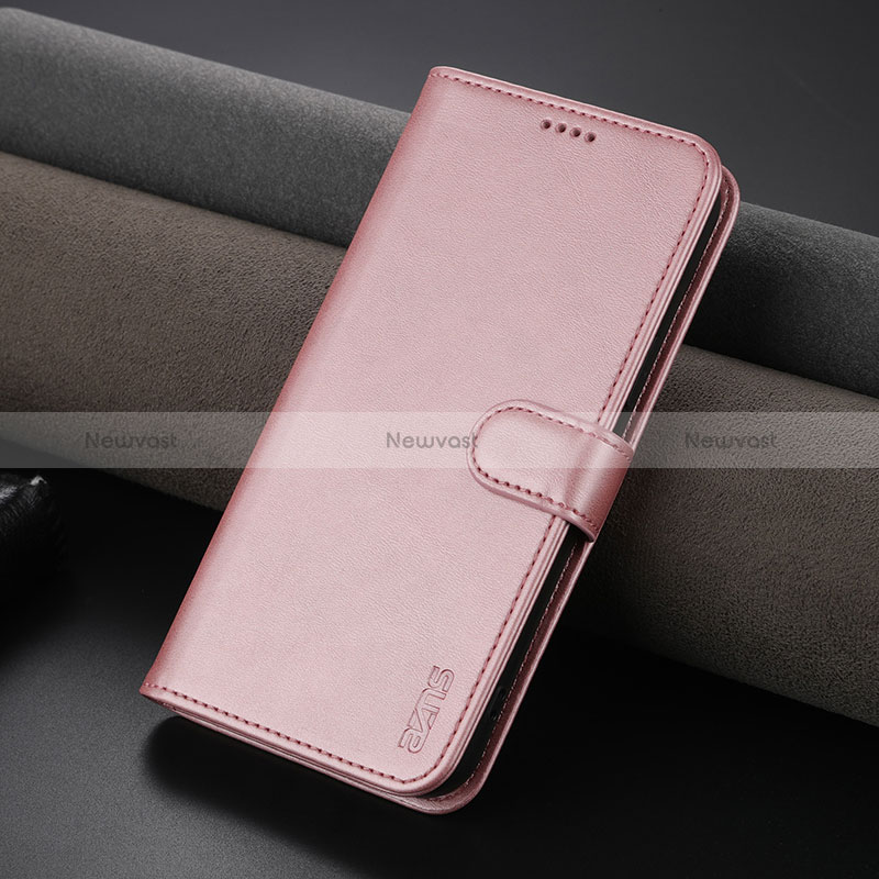 Leather Case Stands Flip Cover Holder YZ5 for Apple iPhone 14 Hot Pink