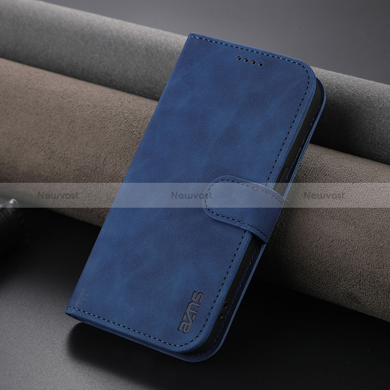 Leather Case Stands Flip Cover Holder YZ5 for Apple iPhone 14 Pro Max Blue