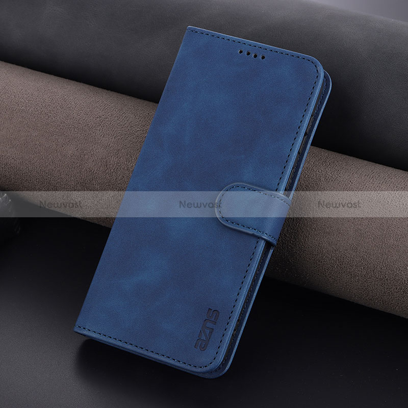 Leather Case Stands Flip Cover Holder YZ6 for Oppo Reno9 5G Blue