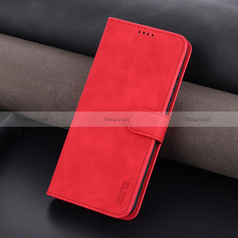 Leather Case Stands Flip Cover Holder YZ6 for Oppo Reno9 5G Hot Pink
