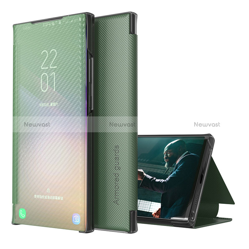 Leather Case Stands Flip Cover Holder ZL1 for Samsung Galaxy A30S Green