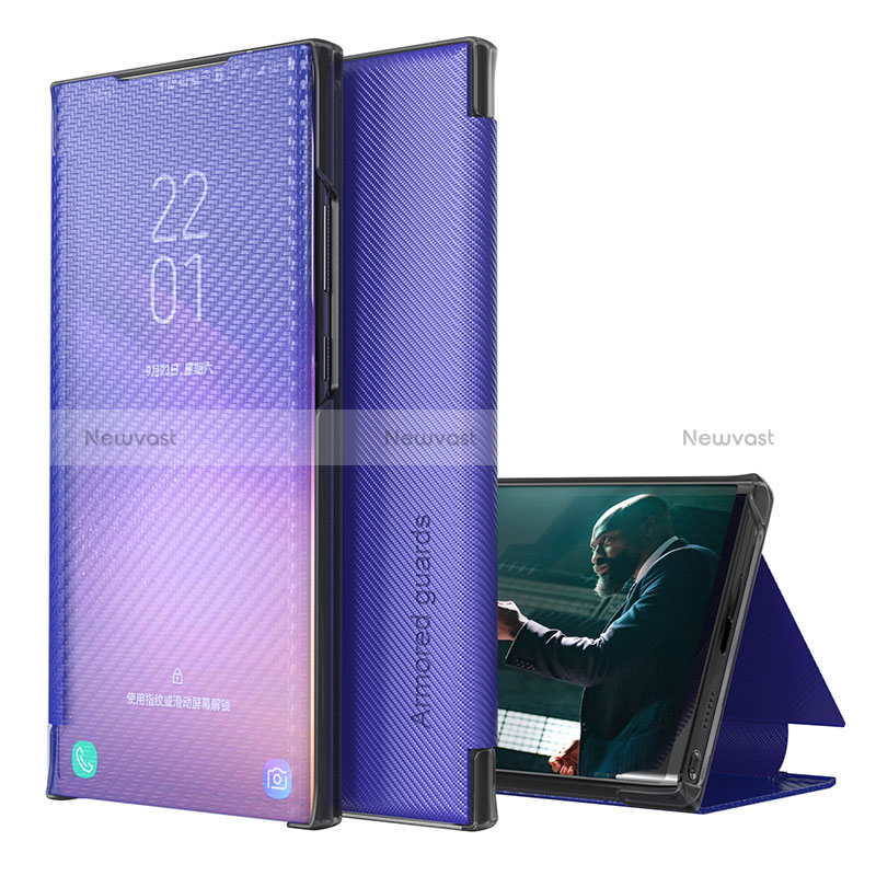 Leather Case Stands Flip Cover Holder ZL1 for Samsung Galaxy A30S Purple