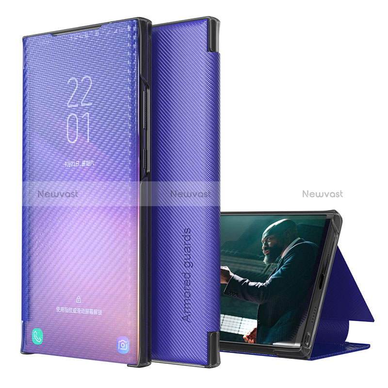 Leather Case Stands Flip Cover Holder ZL1 for Samsung Galaxy A50 Purple