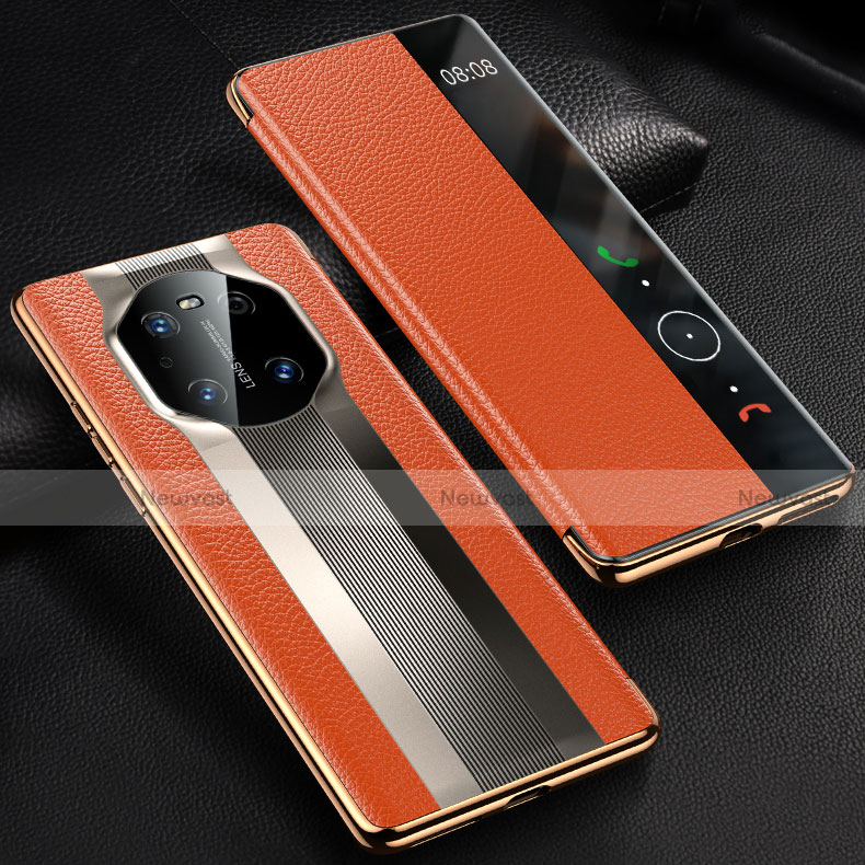 Leather Case Stands Flip Cover K01 Holder for Huawei Mate 40E 4G Orange