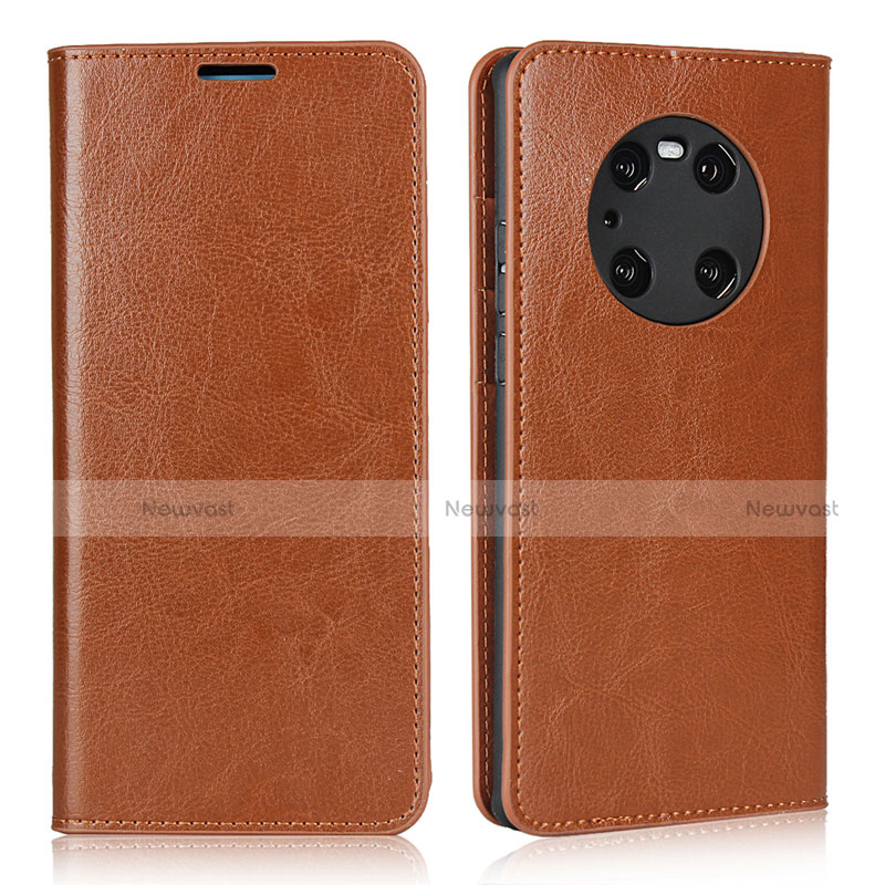 Leather Case Stands Flip Cover K02 Holder for Huawei Mate 40 Pro Light Brown