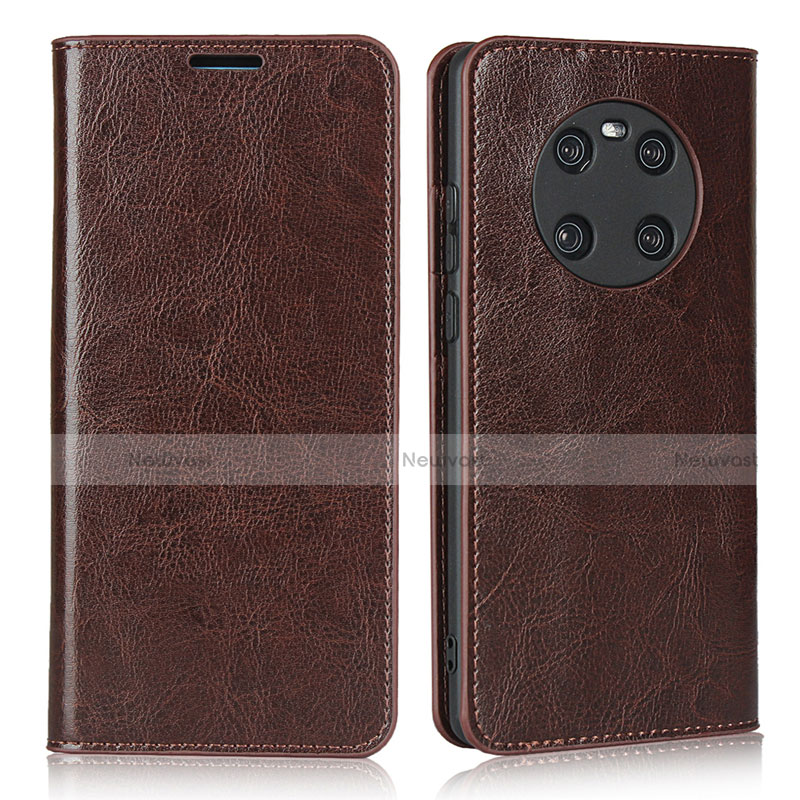 Leather Case Stands Flip Cover K02 Holder for Huawei Mate 40E 4G Brown