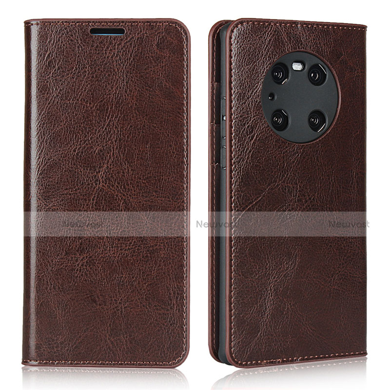 Leather Case Stands Flip Cover K02 Holder for Huawei Mate 40E Pro 5G Brown