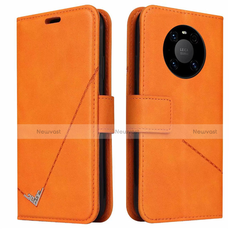 Leather Case Stands Flip Cover K06 Holder for Huawei Mate 40 Pro Orange
