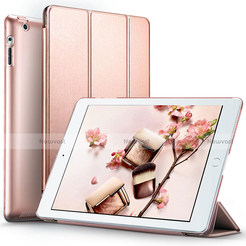 Leather Case Stands Flip Cover L01 for Apple iPad 3 Rose Gold
