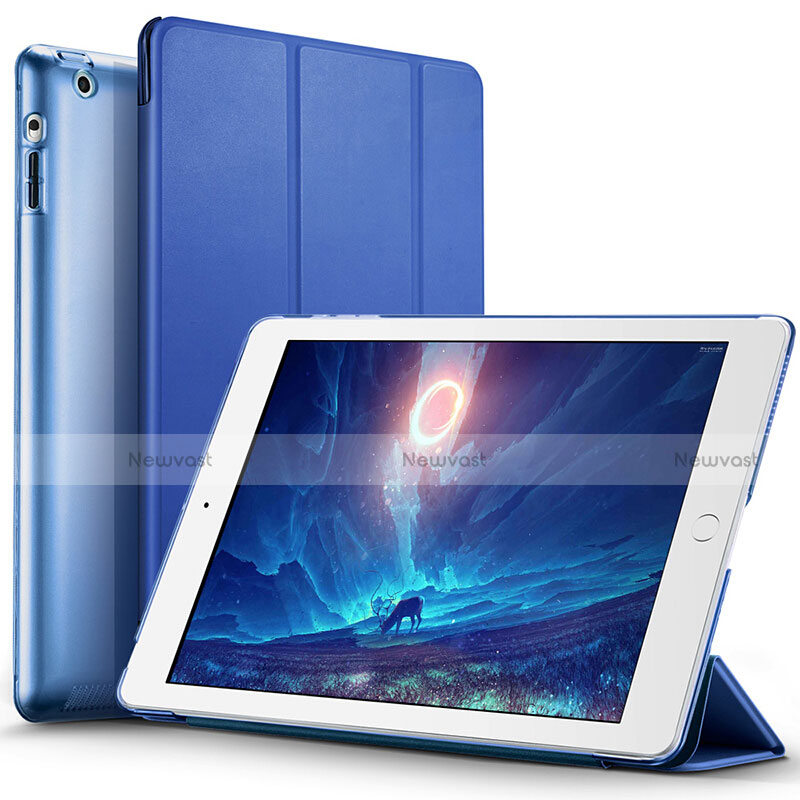 Leather Case Stands Flip Cover L01 for Apple iPad 4 Blue