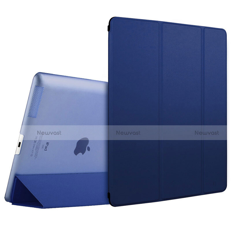 Leather Case Stands Flip Cover L01 for Apple iPad 4 Blue