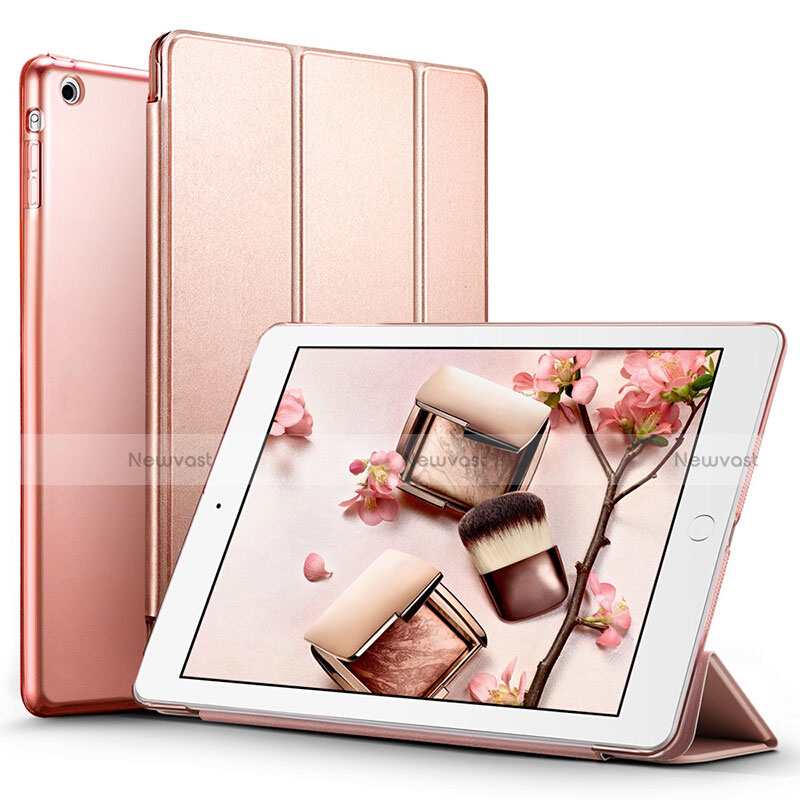 Leather Case Stands Flip Cover L01 for Apple iPad Air Rose Gold