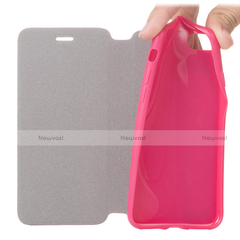 Leather Case Stands Flip Cover L01 for Apple iPhone 7 Hot Pink