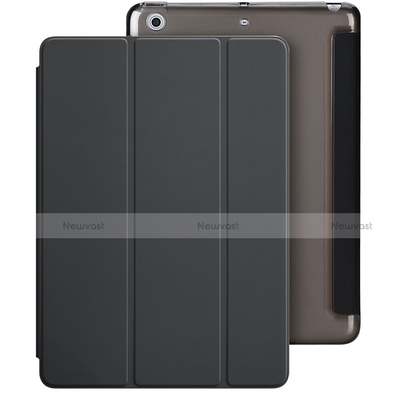 Leather Case Stands Flip Cover L01 for Apple New iPad 9.7 (2017) Black