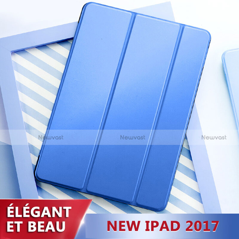 Leather Case Stands Flip Cover L01 for Apple New iPad 9.7 (2017) Blue