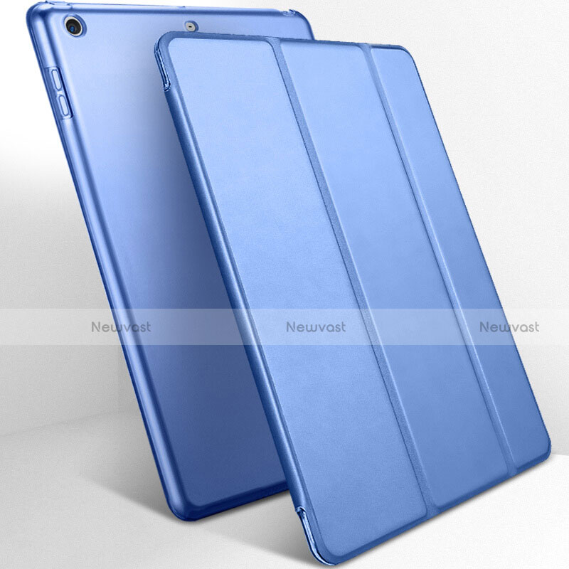 Leather Case Stands Flip Cover L01 for Apple New iPad 9.7 (2017) Blue