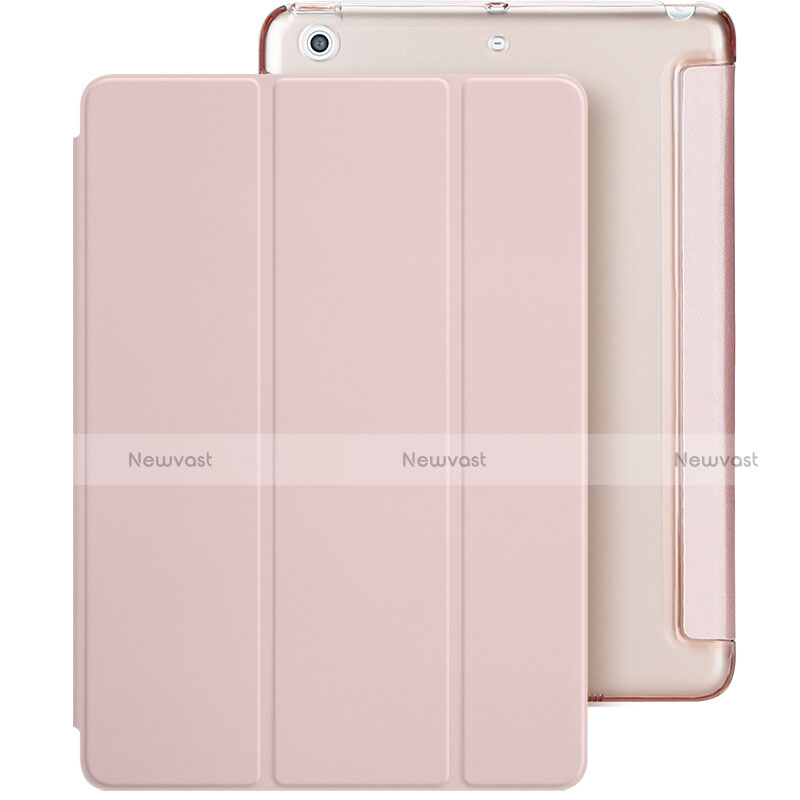 Leather Case Stands Flip Cover L01 for Apple New iPad 9.7 (2017) Pink