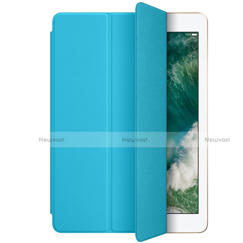 Leather Case Stands Flip Cover L01 for Apple New iPad 9.7 (2017) Sky Blue