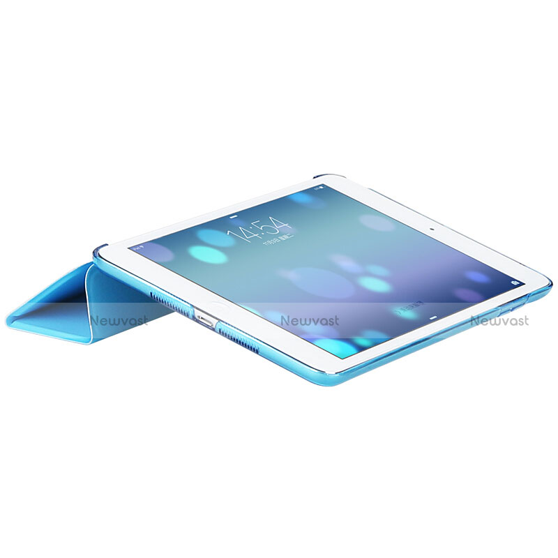 Leather Case Stands Flip Cover L01 for Apple New iPad 9.7 (2017) Sky Blue