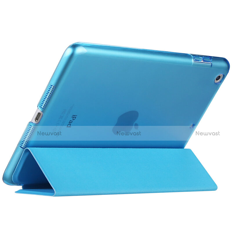 Leather Case Stands Flip Cover L01 for Apple New iPad 9.7 (2017) Sky Blue