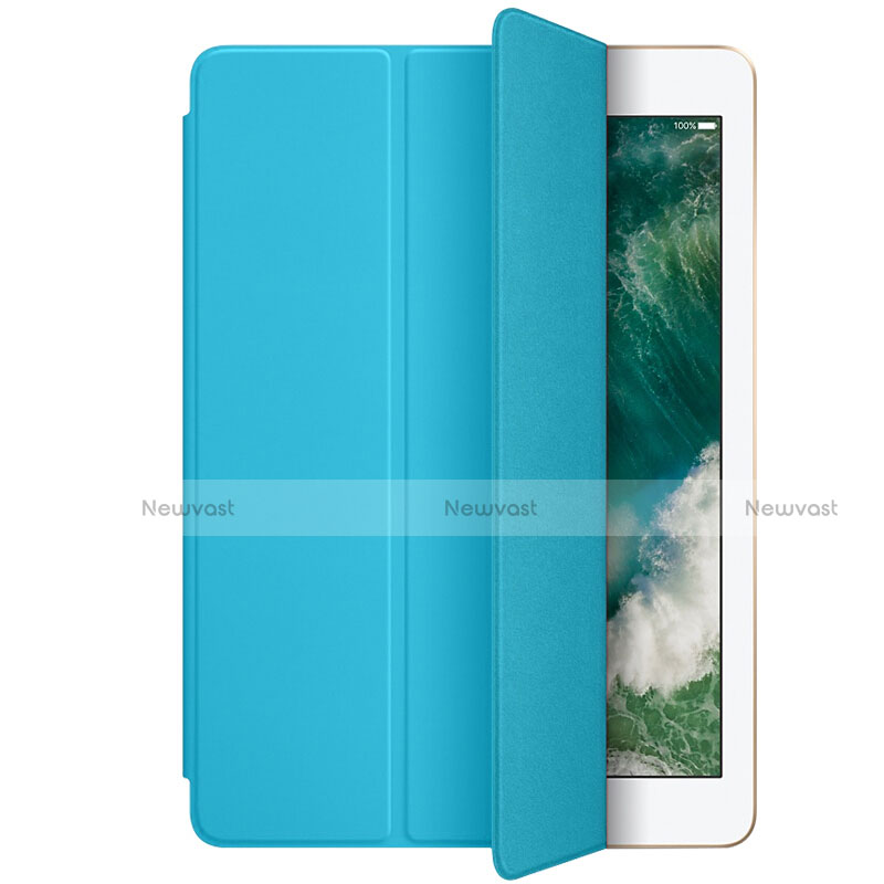 Leather Case Stands Flip Cover L01 for Apple New iPad 9.7 (2018) Sky Blue