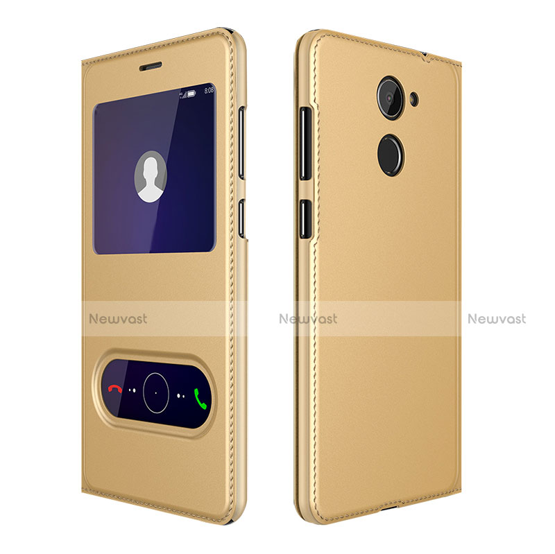 Leather Case Stands Flip Cover L01 for Huawei Enjoy 7 Plus Gold
