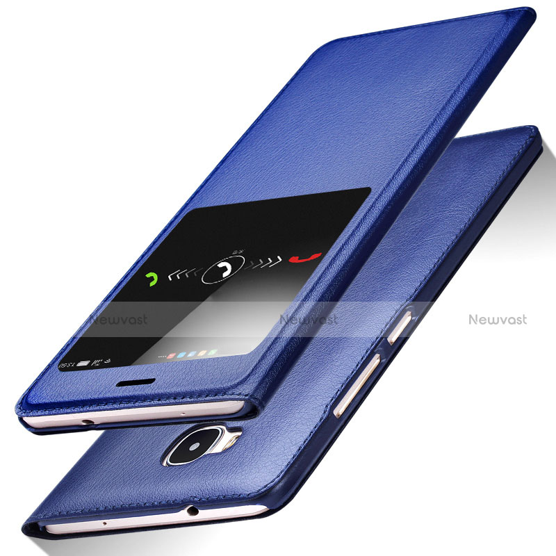 Leather Case Stands Flip Cover L01 for Huawei G7 Plus Blue